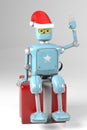 Retro robot in christmas hat,christmas celebration,3d render