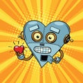 Retro robot heart Valentine love and romance