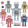 Retro Robot Set Royalty Free Stock Photo