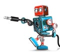 Retro Robot with stereo audio jack. Isolated. Contains clipping path