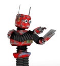 Retro robot with a telephone Royalty Free Stock Photo