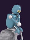 Retro robot thinks sitting on the stone, artificial intelligence, ai Royalty Free Stock Photo
