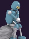 Retro robot thinks sitting on the stone, artificial intelligence, ai Royalty Free Stock Photo