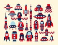 Retro rocket icons set element Royalty Free Stock Photo