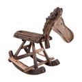 Retro rocking horse made from wooden isolated on white background. Wooden chair for children can be riding. Clipping path Royalty Free Stock Photo
