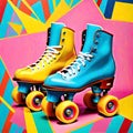 Retro roller skate skates pair colorful skating derby