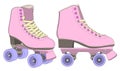 Retro roller skates. Footwear for outdoor activities. Color scheme.