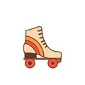 Retro roller skates outline color icon. Vintage rollerblades. Cartoon 70s 80s inspired nostalgia inline skating boots