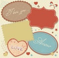 Retro romantic love stickers and tags