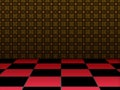 Retro room with checkered floor