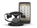 Retro rotary phone and cell phone Royalty Free Stock Photo