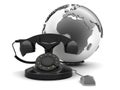 Retro rotary phone, earth globe and computer mouse Royalty Free Stock Photo