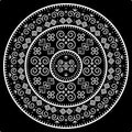 Tribal vector black mandala design with geometric shapes, Slovak bohemian folk art, ornament inspired by traditional house paintin Royalty Free Stock Photo