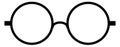 Retro round glasses frame icon. Black eyeglasses symbol