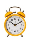 retro round-shaped alarm clock with arrows, isolated Royalty Free Stock Photo