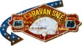 Retro route 66 caravan park sign Royalty Free Stock Photo