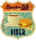 Retro route 66 diner sign Royalty Free Stock Photo