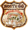 Retro route 66 diner sign,vector eps 10 Royalty Free Stock Photo