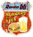 Retro Route 66 Diner Sign,vector Eps 10