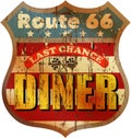Retro route 66 diner sign,vector eps 10 Royalty Free Stock Photo