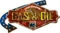 retro route 66 gas station street sign Royalty Free Stock Photo