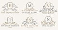 Retro Royal Vintage Shields. Vector Luxury logo design elements. Business signs, identity, badges