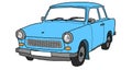 Trabant blue sketch retro car