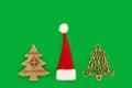 Retro Rustic Christmas Tree Decorations and Santa Hat