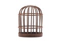 Retro rusty cage isolated on white background