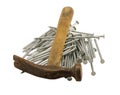 Retro rusty hammer nails pile isolated Royalty Free Stock Photo