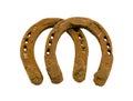 Retro rusty pair of horseshoes isolated on white Royalty Free Stock Photo