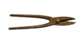 Retro rusty tin cut pincers pliers tool on white Royalty Free Stock Photo