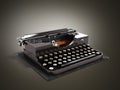 Retro rusty typewriter 3d render on gradient background