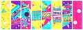 Retro 90s banner. Nineties forever, back to the 90s and pop memphis background banners vector illustration set