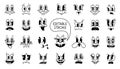 Retro 30s cartoon mascot characters funny faces.