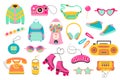 Retro 80s 90s clipart set. Cute y2k glamour fashion patches, badges, stickers Royalty Free Stock Photo