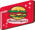 Retro 1950s Diner Hamburger Sign Royalty Free Stock Photo