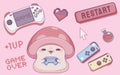 Retro 90s game sticker set.
