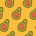 Retro 70s hippie vibrant summer seamless pattern. Avocado print.