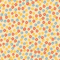 Retro 70s hippie vibrant summer seamless pattern. Floral print.