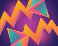 Retro 1980s Memphis Style Abstract Background with Jagged Orange Lines Teal Pink Triangles and Pink Dot Halftone Pattern on a Royalty Free Stock Photo