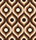 Retro midcentury textured brown ogee oval Vector pattern