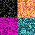 Retro 80s seamless pattern background set Royalty Free Stock Photo