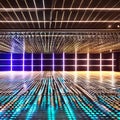 A retro, 1970s-style disco dance floor with mirrored balls and colorful lights3, Generative AI Royalty Free Stock Photo