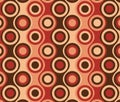 Retro 1970s Style Red Brown Orange Geometric Circles Mid Century Seventies Vintage Pattern