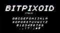 Retro 80s styled typeface with neon glow. Pixel video game 8bit font. Set of retro style latin capital letters, numbers
