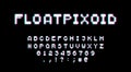 Retro 80s styled typeface with neon glow. Pixel video game 8bit font. Set of retro style latin capital letters, numbers