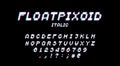 Retro 80s styled typeface with neon glow. Pixel video game 8bit font. Set of retro style latin capital letters, numbers