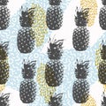 Retro 80s summer seamless pattern with pineapple Royalty Free Stock Photo