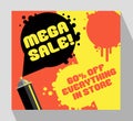 Retro sale banner template with spray paint can Royalty Free Stock Photo